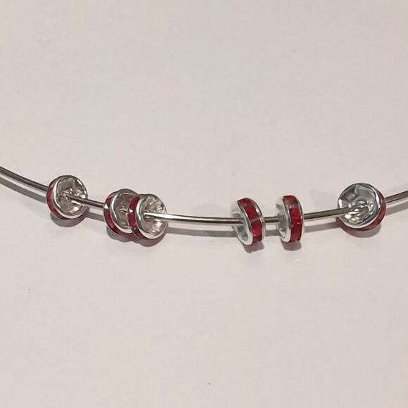 6 Red 8mm Rondelle Spacer Beads - Picture 3 of 4